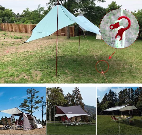 12 stk. Camping tau strammere Lett aluminium tau justerer