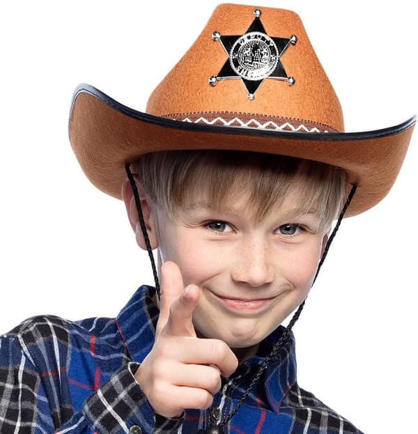 Børnesheriffhat, Brun One Size
