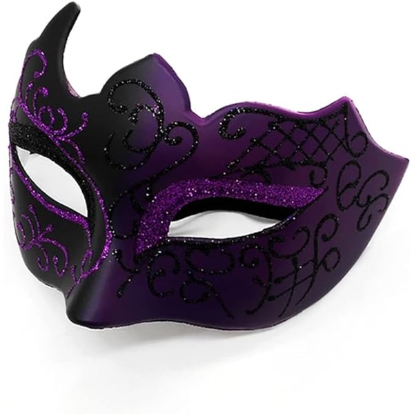 Sort og lilla - Venetiansk maske, maske til maskerade, venetiansk maske
