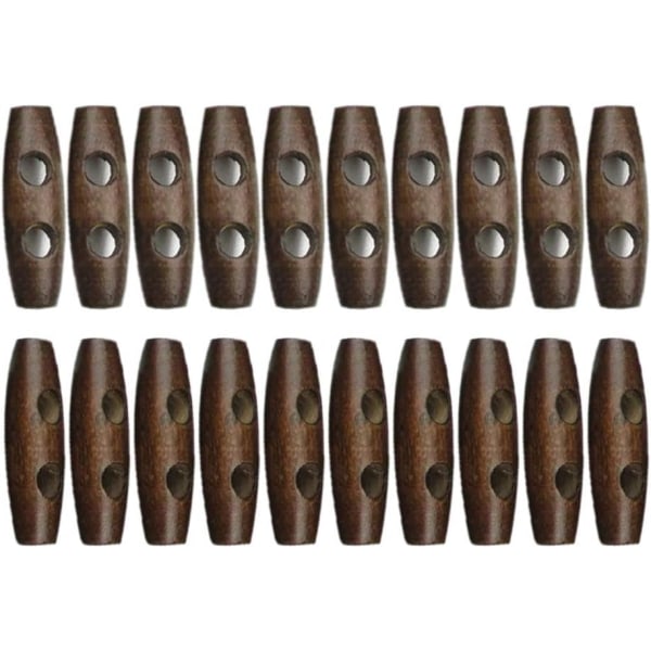 Dark Wooden Toggle Buttons,50pcs 30mm for Sewing, Scrapbooking, E