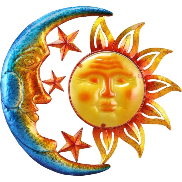 Metal Sun Outdoor Wall Art Decor Large 18 Inch with Moon & S
