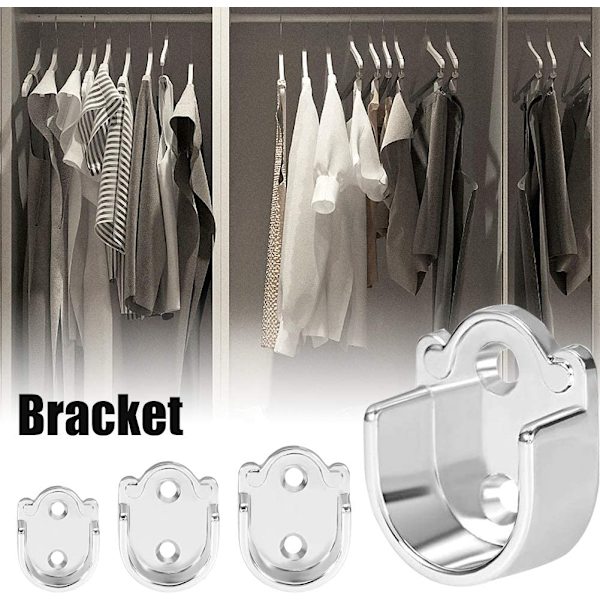 4 stk. Flangede Stangbeslag (19 mm), Zink Legering Gardinstangs Holder