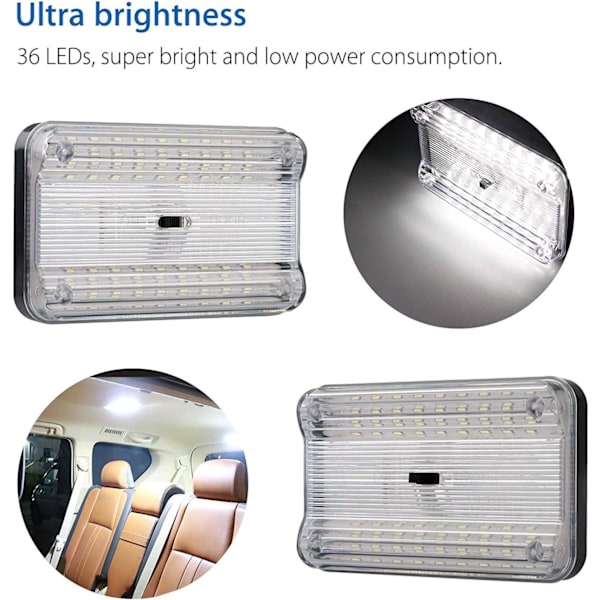 2-pack DC 12V 36 LED bil lastbil fordon automatisk kupol tak tak