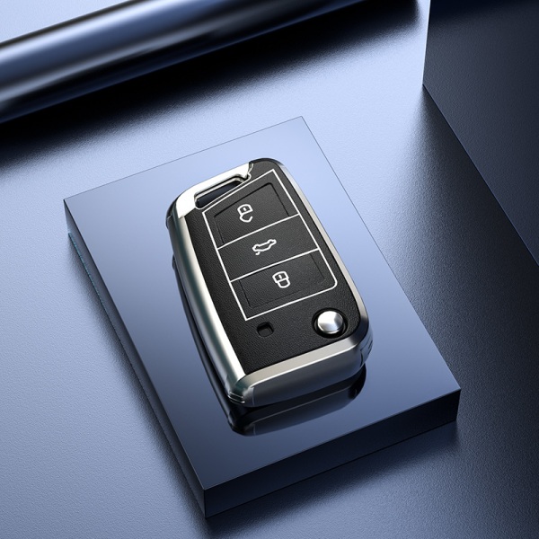 Bilnøkkeldeksel nøkkelboks/nøkkeldeksel 3 knapper (Y-svart)