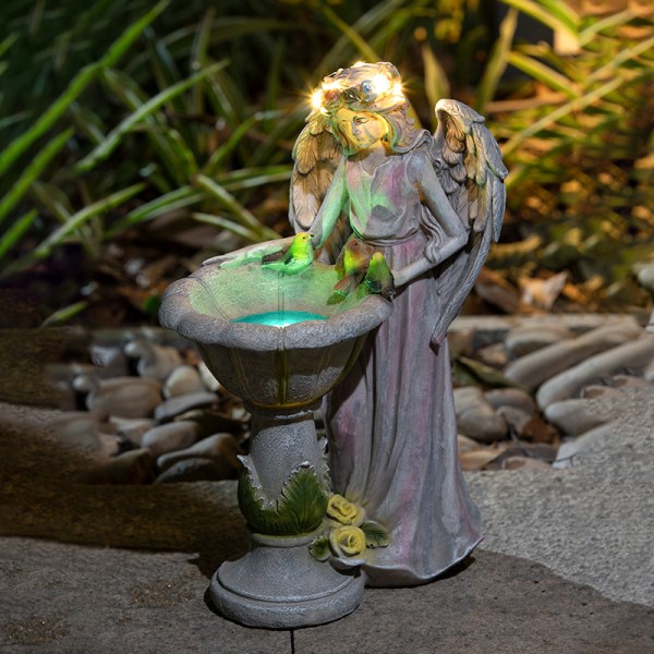 Solar Garden Statue udendørs indretning, Angel Garden Figurine med Co