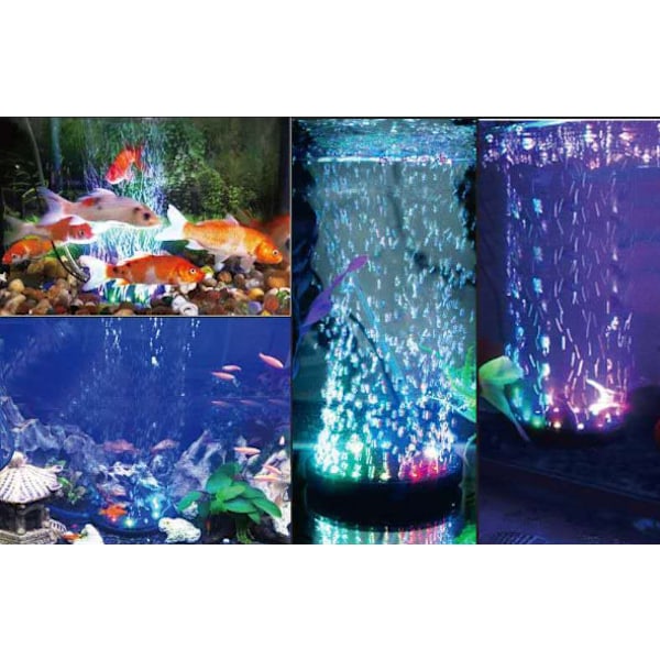 9 Multicolor LED Akvarium Vattenbubblor Vattenljus Natt