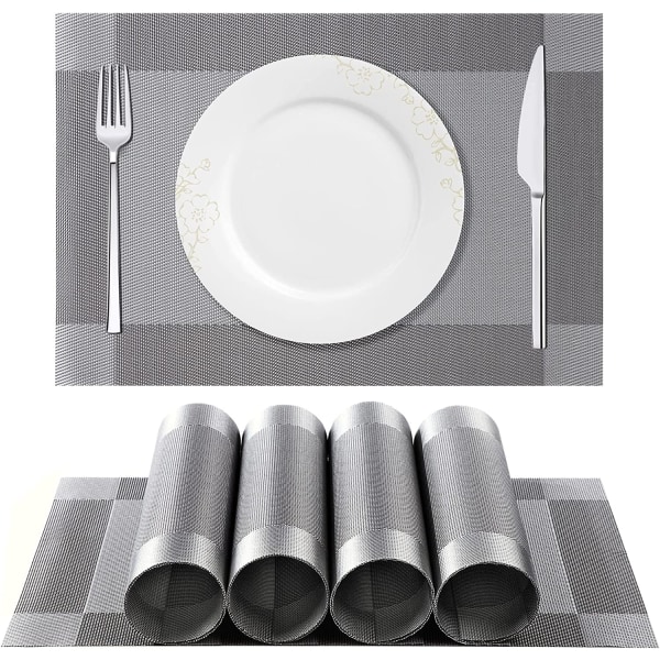 Placemats, Set om 6 tvättbara PVC värmebeständiga halkfria bordsdukar M