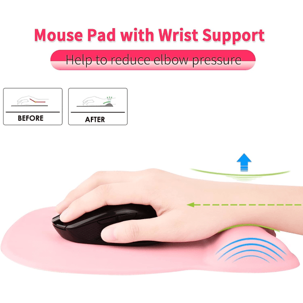 Ergonomisk musmatta med gelplatta och halkfri silikonbas, pin