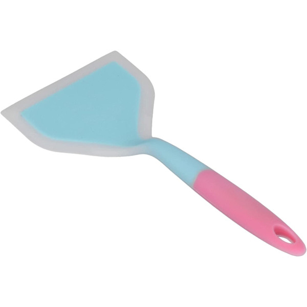 (sininen) Leveäaukkoinen keittiösilikonispatula läpinäkyvä kaksiväri