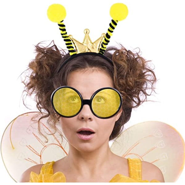 Bee Costume Bee Ladybug Antenn Pannband och glasögon Se