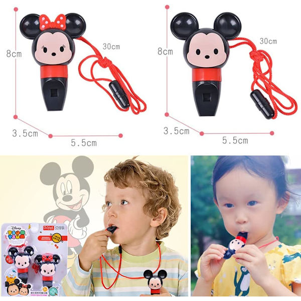 Barnens visselpipa, 2 stycken Mickey Minnie visselpipa med snöre,