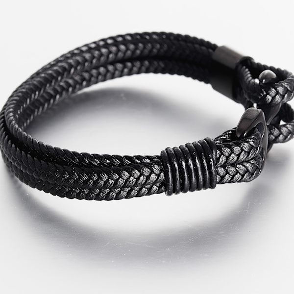 Ankararmband för män i högkvalitativt flätat äkta läder