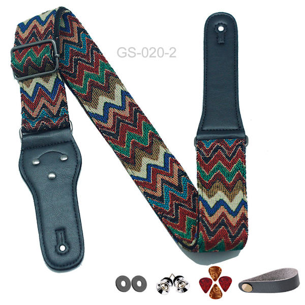 10 st gitarrremmar - Bomullsremmar med full grain läder