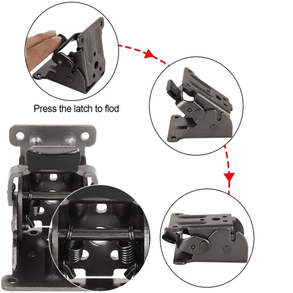 90 Selvlåsende Folding Hinge, Foldable Bracket, Locking Ext