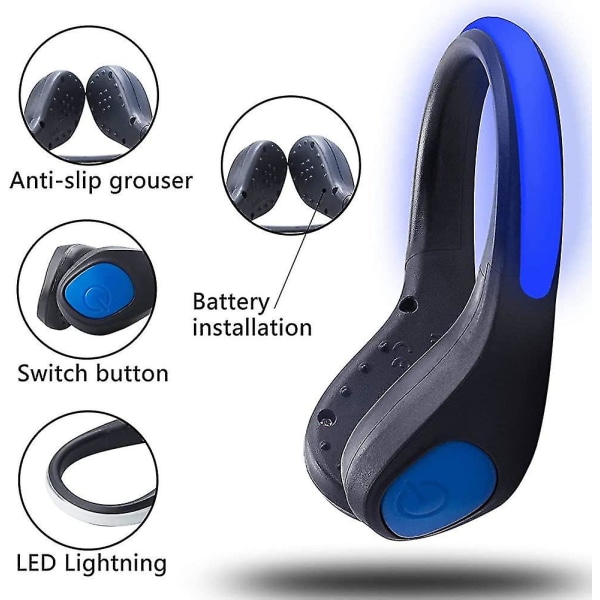 2-pack Led Shoe Clip Light Regntett Lysende Blinkende Lys Ni