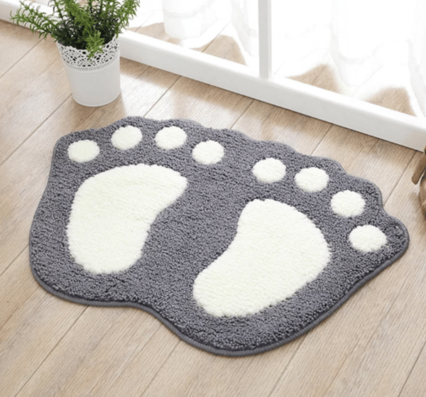 Skridsikker og absorberende bademåtte, stort fødder design, polyester,