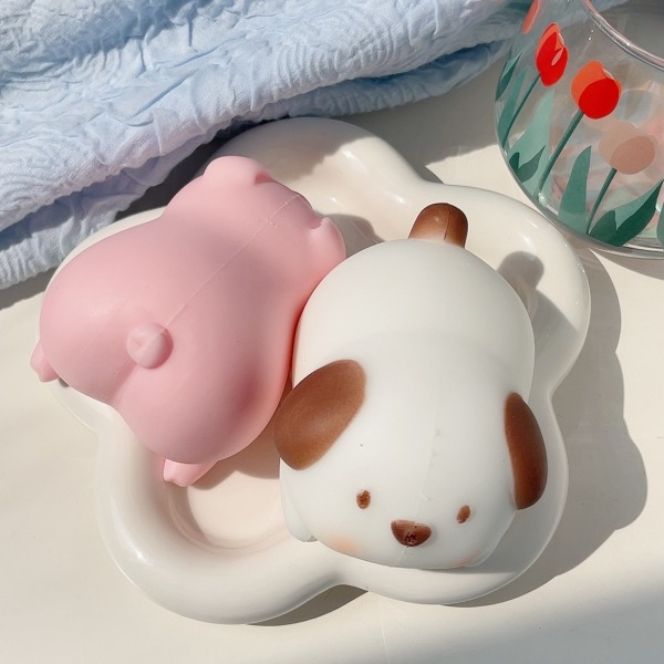 2-pak Belly Dog og Belly Pig myke leker 3D Squishy leker Stress R