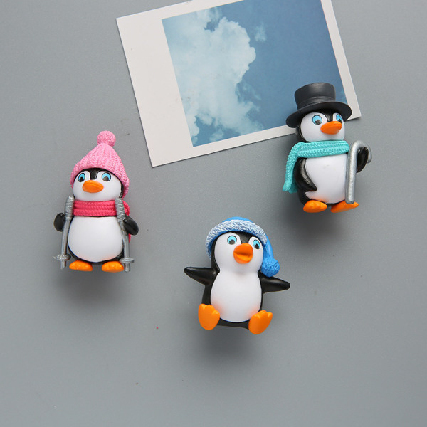 4 stk. Køleskabsmagnet klistermærker Pingvin PVC Sød tegneserie køleskab Deco