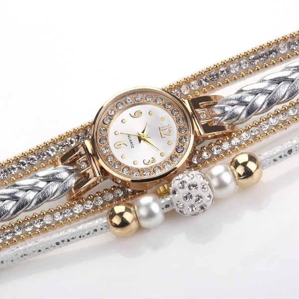 Armbandsur Pearl Watch för kvinnor, Bling Ladies Watch med band