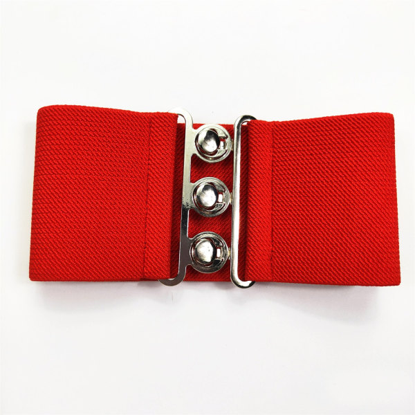 Stålkula Metall Bred Spänne Elastiskt Bälte (Rött) - Bredd 5cm