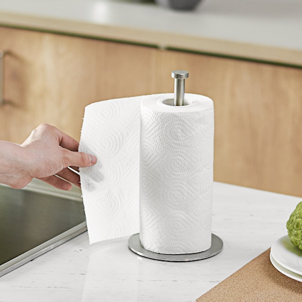 Musta-Premium ruostumattomasta teräksestä valmistettu lattialla seisova paperipyyherullateline B