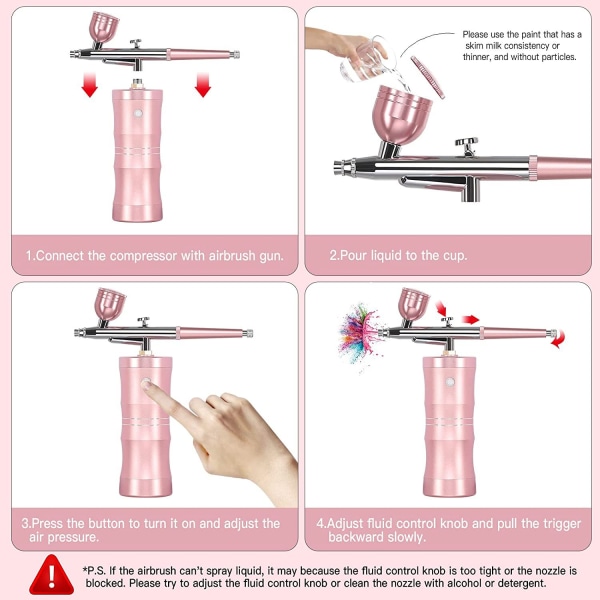 Uppgraderad Airbrush-kit, Bärbar Sladdlös Automatisk Airbrush-pistol K