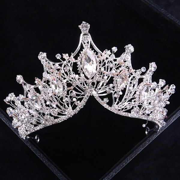 Diamantkrone Hodeplagg (Sølv), Prinsesse Brud Krystall Diamant,