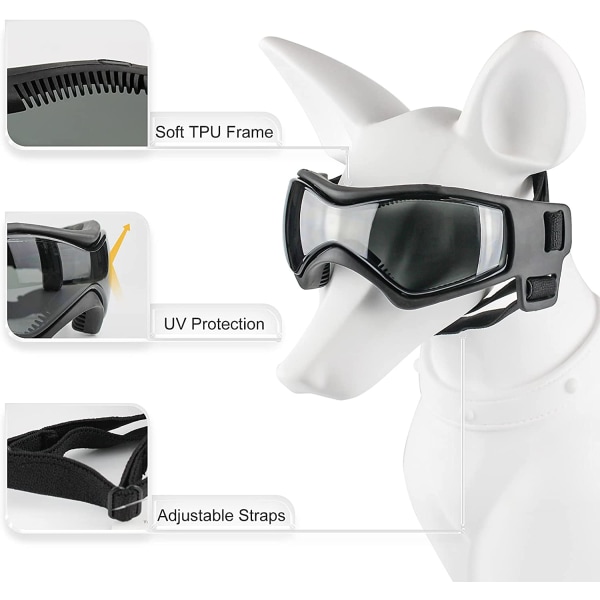 Hundebriller Anti-UV Vandtætte, vindtætte justerbare briller til S