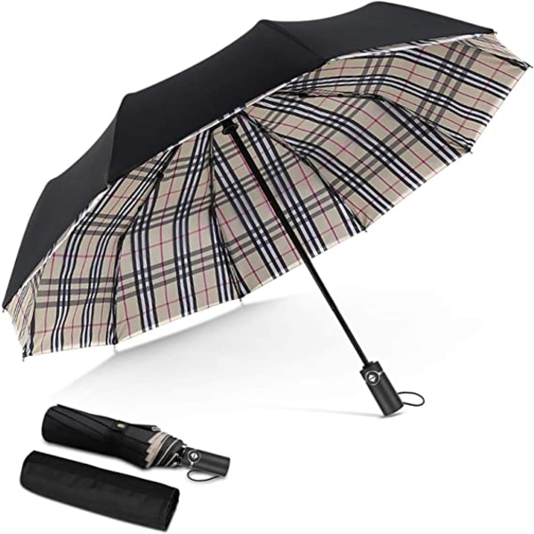 Tuulenpitävä kokoontaittuva sateenvarjo automaattinen auki sulje sateenvarjo miesten nainen