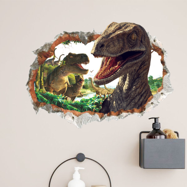 Knust vegg 3D dinosaur dyr veggklistremerke soverom stue