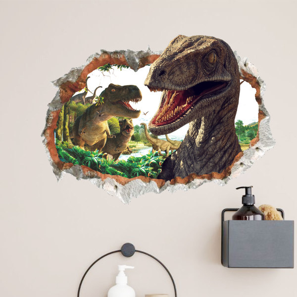 Ødelagt væg 3D dinosaur dyr væg klistermærke soveværelse stue