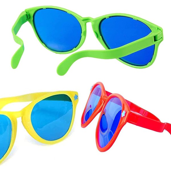 6 styks jumbobriller, sjove festbriller, farverig plastdel