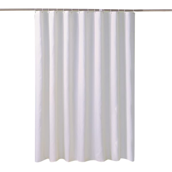 Dusjforheng, hvitt vanntett stoff, ensfarget, polyester