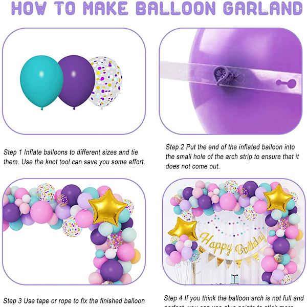 103 stk. Enhjørning ballon guirlande Happy Birthday banner pige