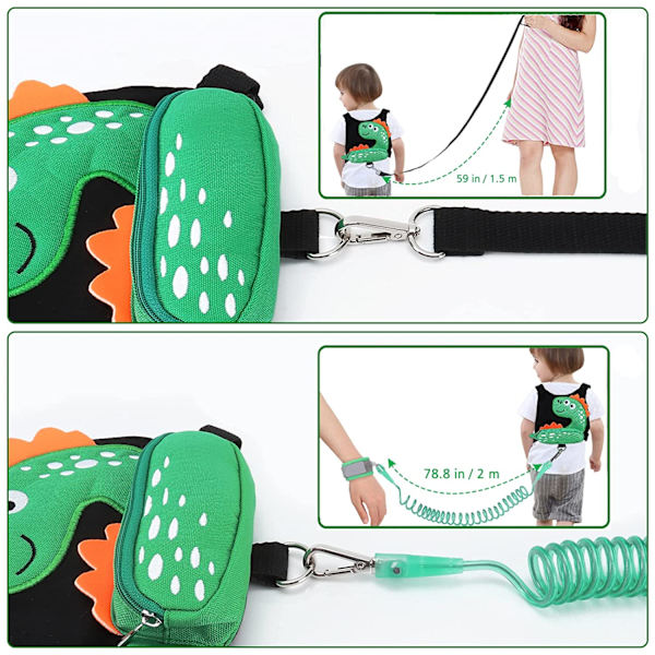 (Sort) 3 i 1 Toddler Sele Leash + Baby Anti Lost Håndled