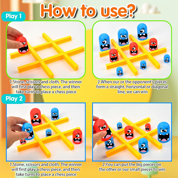 Big Eat Small Tic Tac Toe Spel Set, 2 Spelare Blå Röd Gobblet G