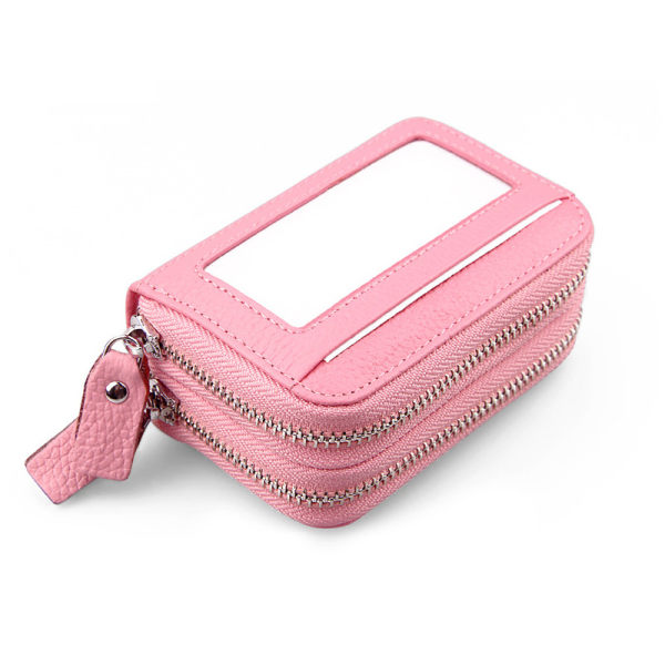 Rosa färg Brun färg Mode kreditkortshållare i läder för damer