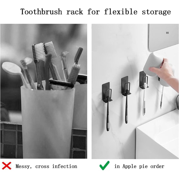 Klæbende badeværelses rustfri stål tandbørsteholder med 4 huller
