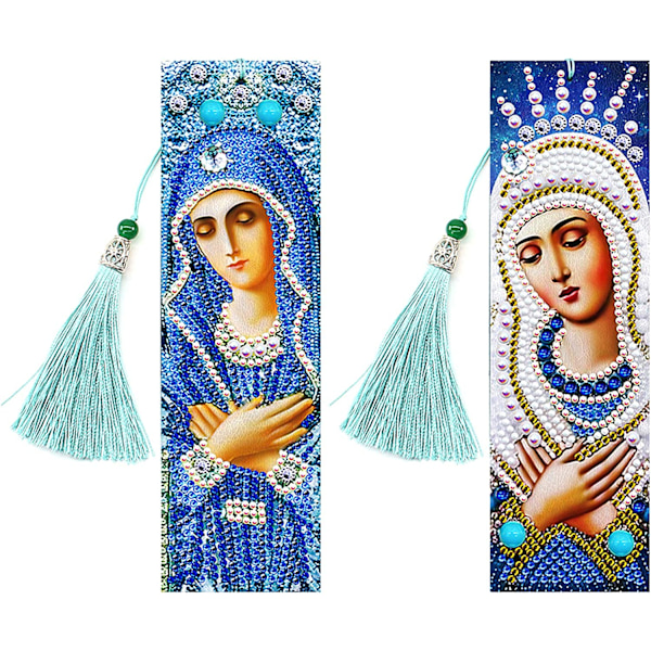 2 stk. 5D diamantmaleri bogmærke, DIY læderperler bogmærke