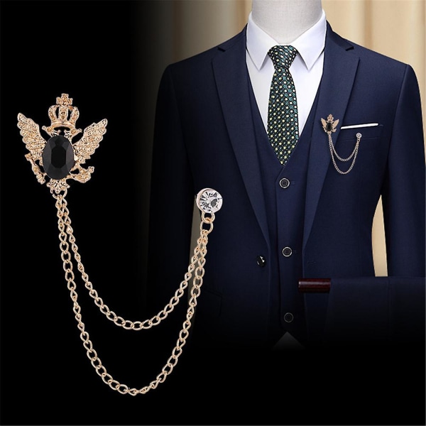 Unisex Elegant Brosje Dresserpin Badge med Kjede Spenne Krage Lapel
