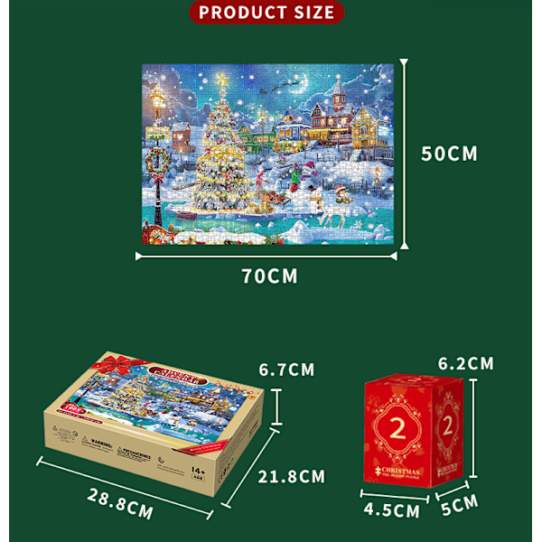 Julekalender Puslespil 1008 Brikker 24 Dages Nedtælling til Jul Julekalender, Julegaveideer til Børn Annonce Style 1
