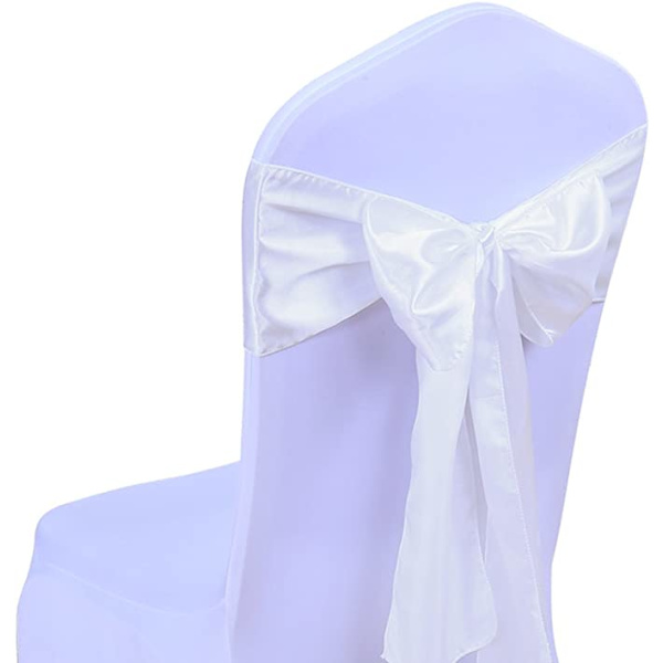 10 st 17*275cm vita satin stolsöverdrag bågband bröllop båge Ce