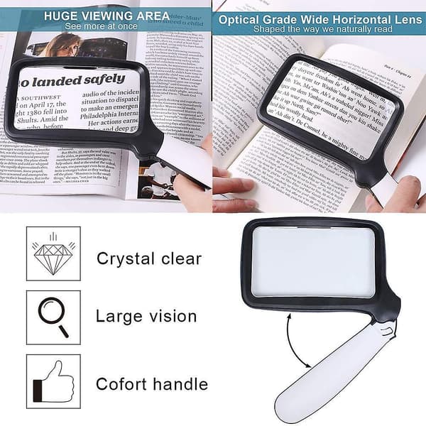 Sammenfoldelig læseforstørrelsesglas 5 LED-lys forstørrelsesglas 2x Ha