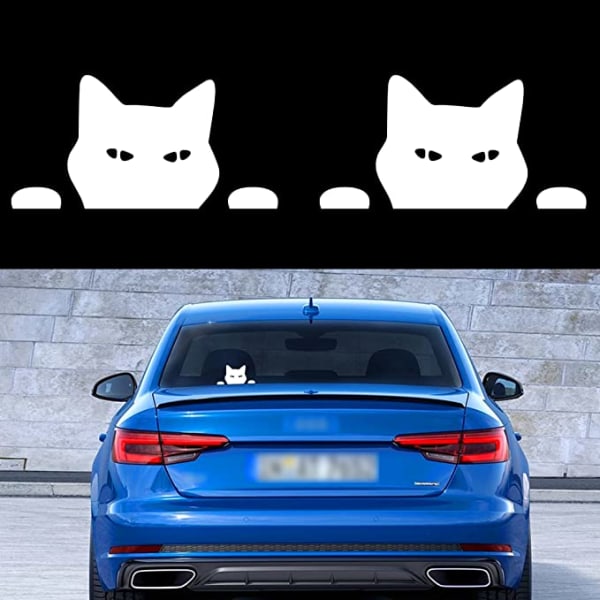 2 STK 14CM Cat Eye Car Decal-klistremerke (hvit), titter på Cat Viny