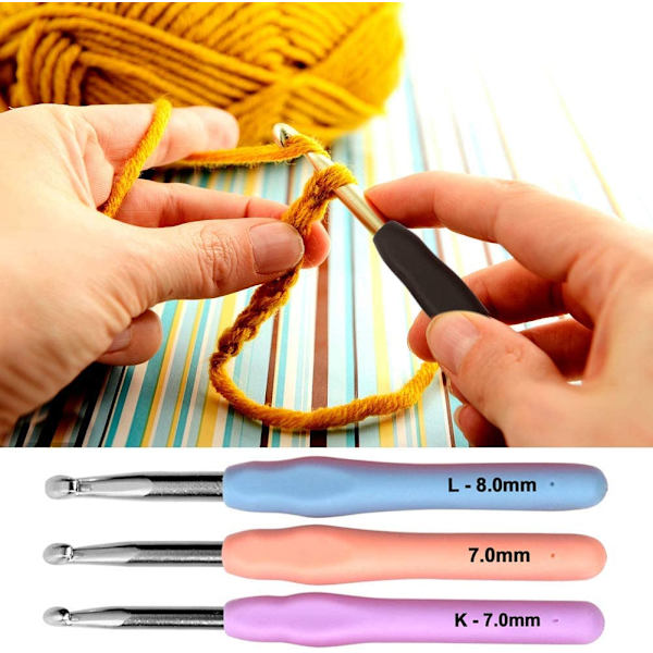 Virka nålar set, 14 ergonomiska garn stickning nålar, Ergonom