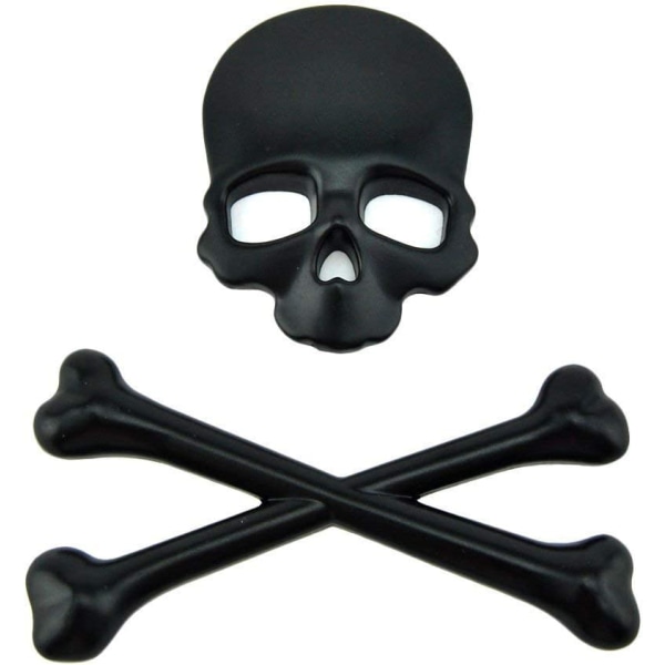 2 stykker（9*8.5cm，Sort）3D Metal Personlighet Skull Skeleton Death