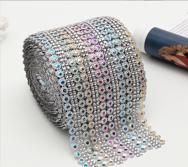 10 meter 9 meter, strasssydda kanter, 16 rader strass