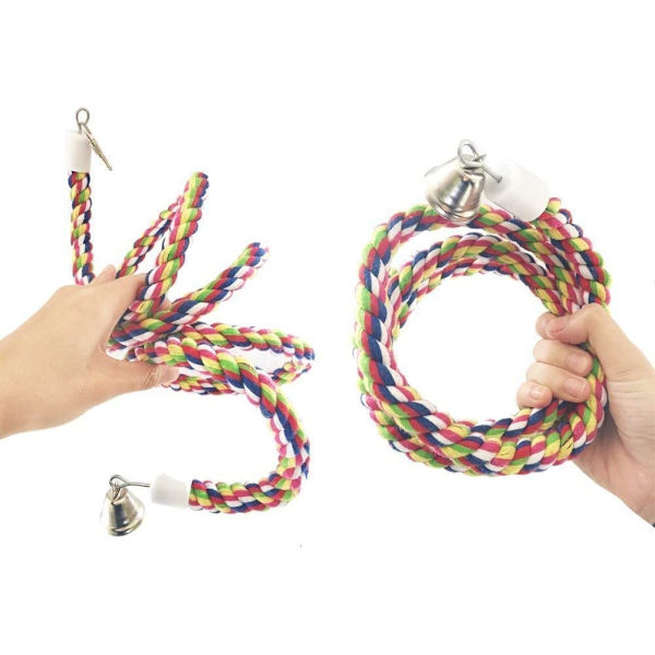 Bungee Rope Bird Toy, Set med 2 fågelpinnar