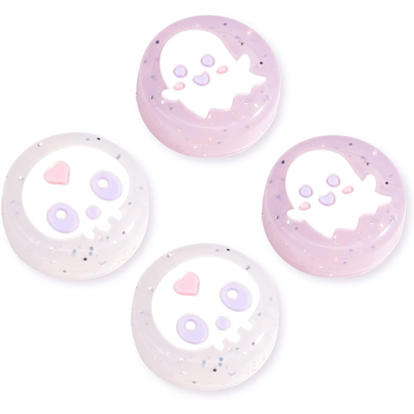 Ghost Thumb Grips | Halloween Gothic Clear Jelly Glitter Joystic