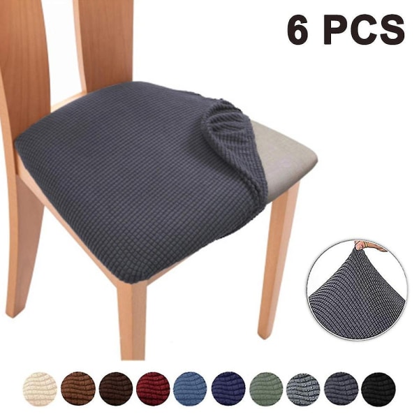 6pcs Stretch Jacquard Chair Seat Covers, Removable Chair Seat Cus B